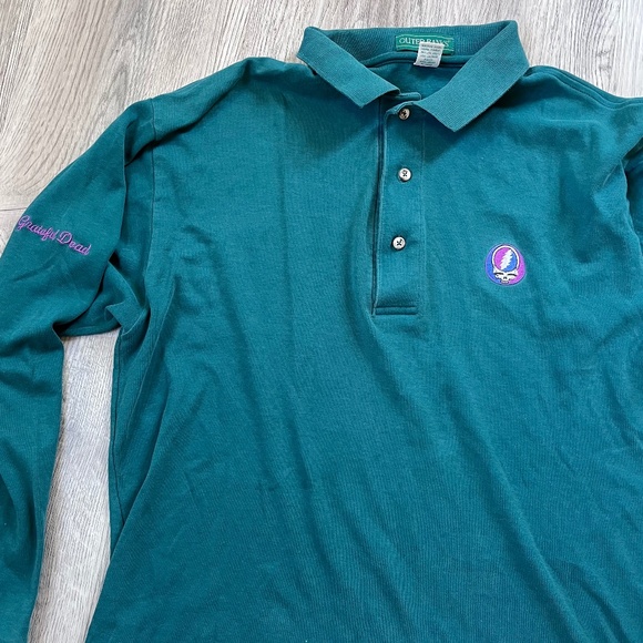 Grateful Dead Polo Shirt Men's Large Vintage Outer Banks Embroidered 90s - Picture 2 of 13